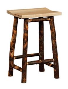 Amish Made Rustic Custom Bar Stool With Curved Seat.
