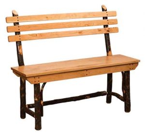 Bench With Slatted Back Custom Amish Crafted.