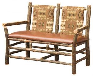 Settee Amish Rustic Built With Beautiful Fabric.