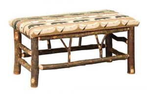 Custom Rustic Amish Built Bench With Fabric Top.