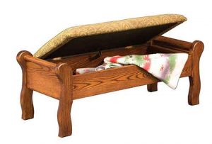 Sleigh Custom Built Amish Bed Seat With Fabric.