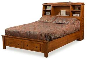 Custom Amish Crafted Storage Bed With Bookcase.