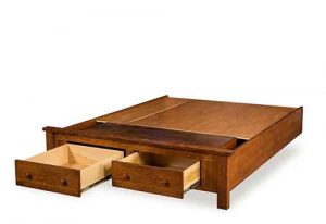Amish Made Custom Platform Bed With Storage Footboard.