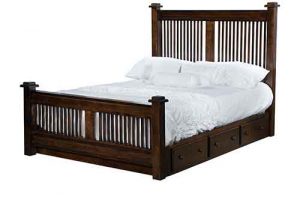 Platform Bed Custom Amish Built Bed With Slatted Headboard and Footboard.