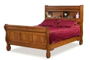 Sleigh Bookcase Amish Custom Crafted Old Classic Bed.