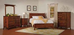 Natural Hardwood Custom Trimble Amish Made Bedroom Set.
