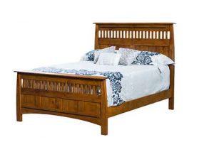 Hamilton Amish Hand Crafted Custom Bed With Slats and Inlays.