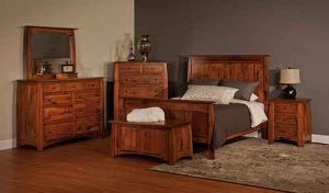 Queen Boulder Creek Dark Hardwood Custom Amish Crafted Bedroom Set.