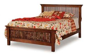Amish Stick Mission Straight Custom Made Slatted Bed.