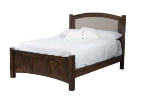 Finland Amish Custom Crafted Bed With Fabric Panel.