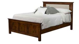 Flush Mission Amish Hand Crafted Bed With Fabric Panel.
