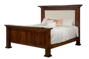 Empire Amish Custom Built Bed With Fabric Panel.