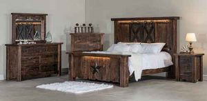 Vandella Lighted Amish Custom Crafted Bed.