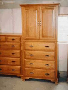 Oak Tall Boy Bedroom Armoire