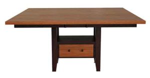 Custom Amish made table with straight skirting in the Manhattan style.