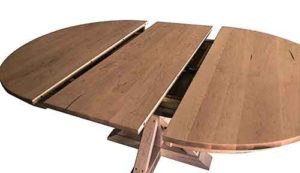 This shows our Amish built single pedestal table with an 18" butterfly leaf.
