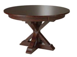 Custom Amish made X-base single pedestal table