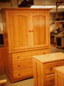 Three Drawer Shaker Armoire Arched Panels