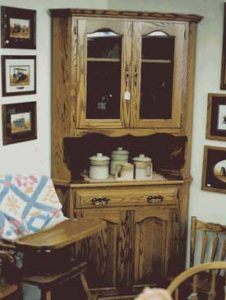 Amish Made Solid Oak Corner Dining Hutch