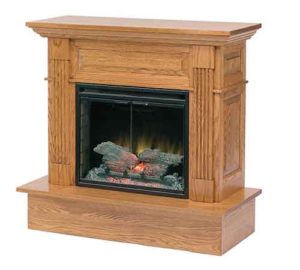 Amish Made Charleston Compact Fireplace in Red Oak