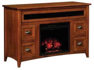 Amish Crafted Monroe TV Fireplace With Glass Front Component Shelf