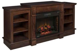 Amish Made Preston Fireplace Media Center Shown in Solid Red Oak