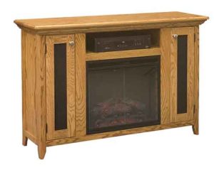 Amish Crafted Shaker Fireplace TV Stand in REd Oak