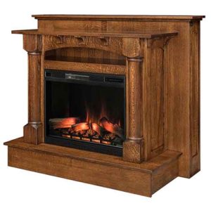 Amish Made TV Lift Fireplace Unit in 1/4 White Oak