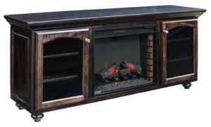 Solid Brown Maple Wyndam Fireplace Entertainment Center TV Stand