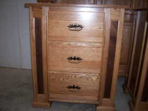 Amish Crafted Oak and Wlanut Three Drawer Nightstand