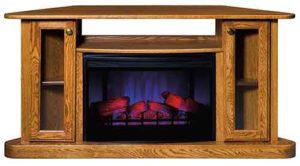 Amish Crafted Shelburn Fireplace Media Stand in Red Oak