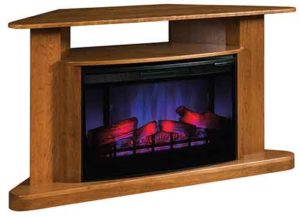 Amish Custom Crafted Shelburn Corner Fireplace and TV Stand