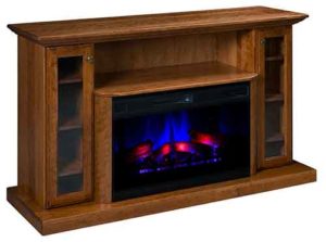 Brookstone Fireplace and TV Stand crafted in solid Brown Maple
