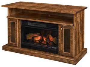 Rough Sawn Brown Maple Marshall Fireplace TV Stand in Almond Stain