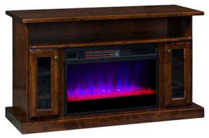 Amish Crafted Solid Brown Maple Marshall Contemporary Fireplace TV Stand