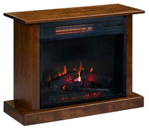 Amish Handcrafted Newberry Compact Fireplace in Brown Maple