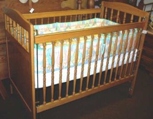 Solid Oak Spindle Baby Crib