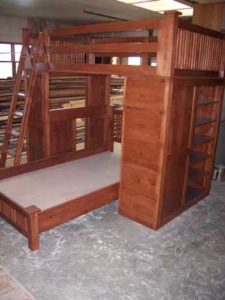 Amish Custom Cherry Bunk Bed with Desk and Bookcase