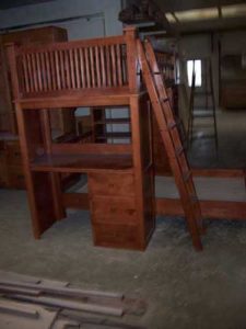 Amish Made Cherry Bunk Bed Desk and Ladder