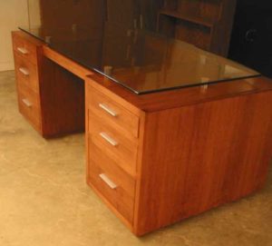 Contemporary Style Glass Top Office Desk