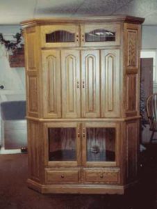 Raised Panel Corner Entertainment Center with Upper and Lower Display