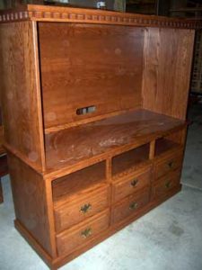 Large Entertainment Center with Large Dentil Mold and Six Drawers