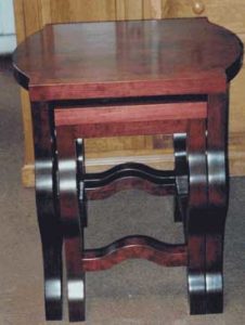 Cherry Wood Curved Leg Nesting End Tables