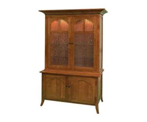 Amish Crafted Arched Double Door Gun Cabinet with Frosted Glass