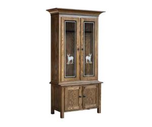 Amish Made Double Door Gun Cabinet with Etched Glass