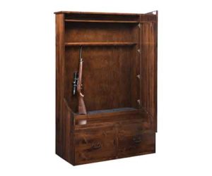 Hall Seat Gun Cabinet with Door Open