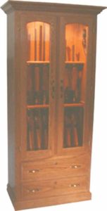 One Piece Two Door Gun Cabinet with Dual Drawers