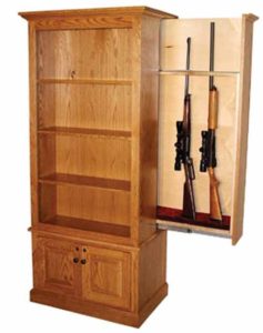 Amish Made Bookcase with Hidden Gun Slide Out Storage