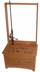 Amish Made Fishing Rod Holder with Lower Chest Drawer