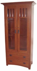 Double Door Mission Gun Cabinet with Dual Drawers.